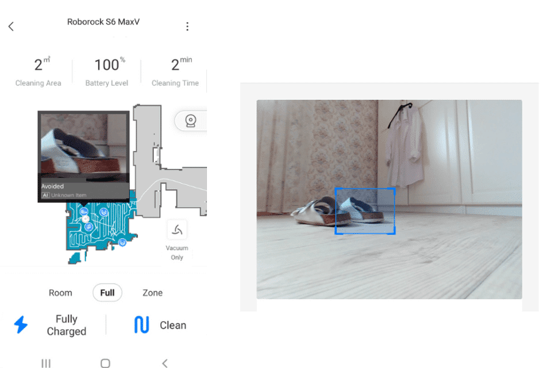 Obstacle detection in the mobile phone app through real photos function.